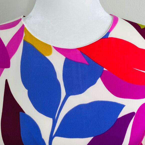 Donna Morgan White Multi Floral Ruched Short Sleeve Mini Dress 8/Medium NWOT - Picture 8 of 16